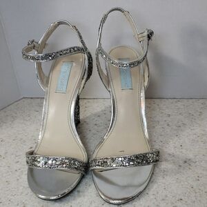 Betsey Johnson Silver Sparkle Heels